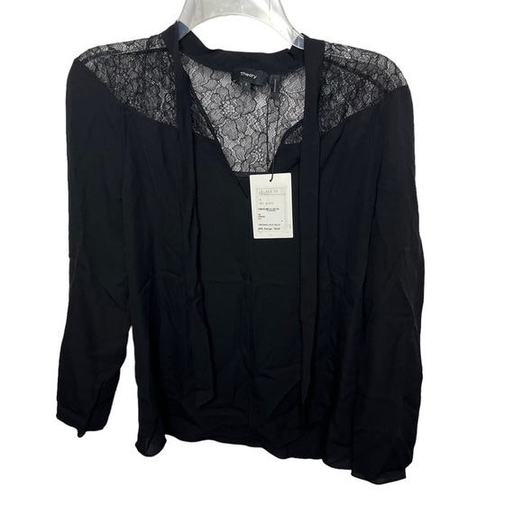 NWT Theory Size Small Silk Black Lace Panel Long Sleeve Blouse $355 - Picture 2 of 5